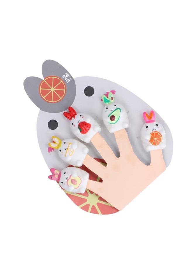 Rabbit Finger Puppets Silicone Relief Teether Pain Bath Animal Dolls for Toddlers