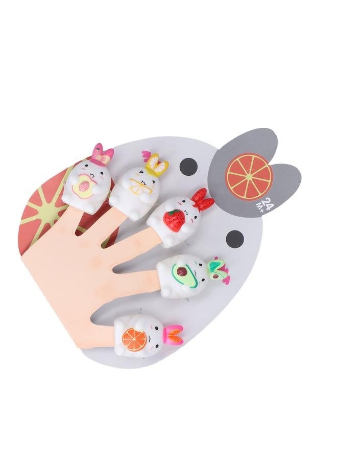 Rabbit Finger Puppets Silicone Relief Teether Pain Bath Animal Dolls for Toddlers