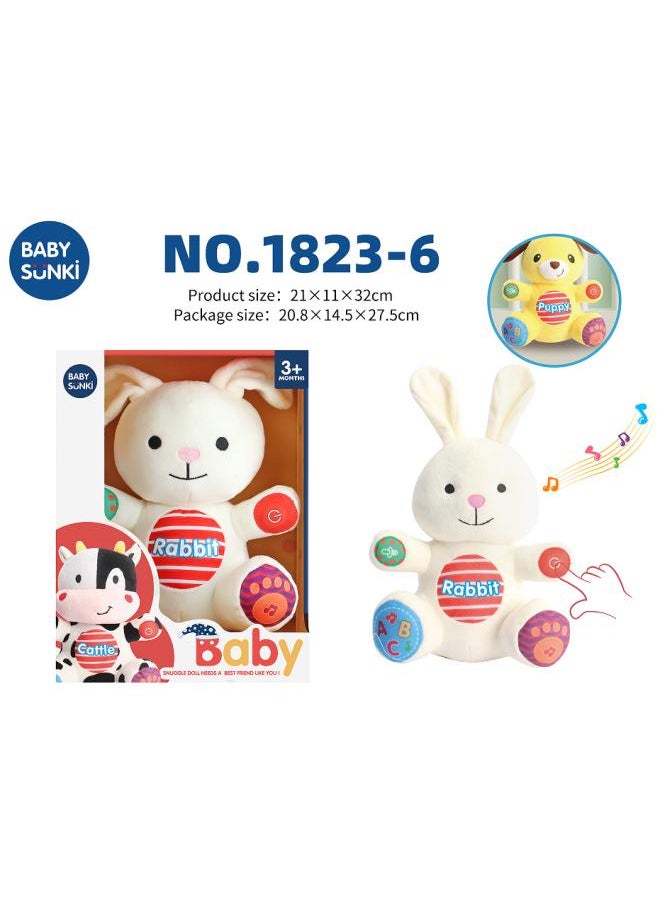 Rabbit Plush Toy Newborn Baby Soothing Doll Music Educational Toy