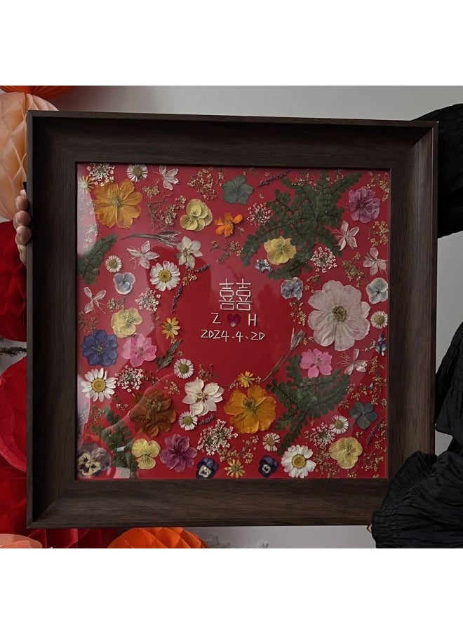 Wedding Gift For Bride And Artist's Best Friend Handmade DIY Creative Eternal Flower Photo Frame High-end Ornaments-Color:Others/other-(material Package Made By Yourself) 33*33cm Oak Frame B Fine Version Thin Frame Wooden