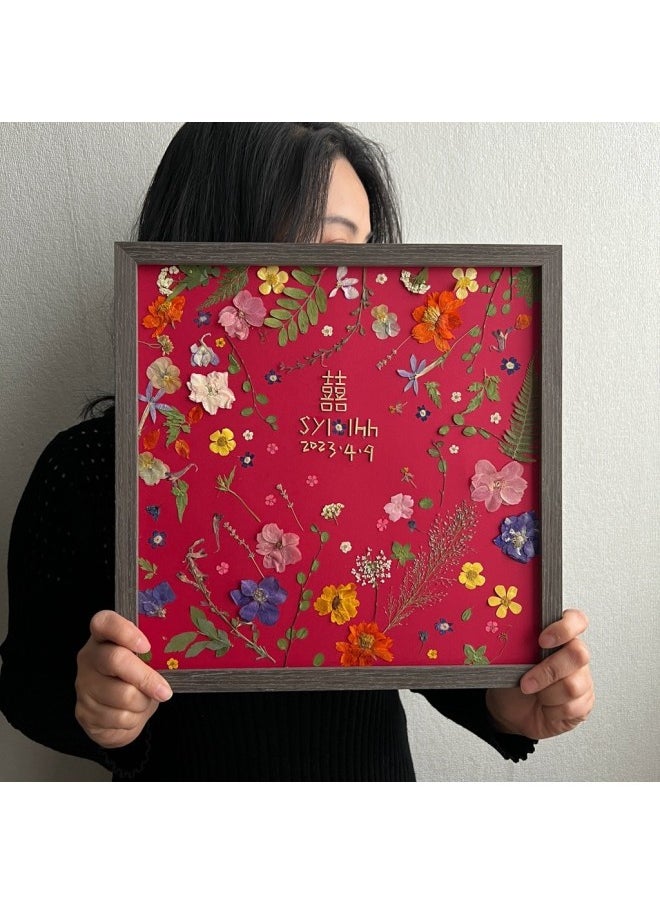 Wedding Gift For Bride And Artist's Best Friend Handmade DIY Creative Eternal Flower Photo Frame High-end Ornaments-Color:Others/other-(material Package Made By Yourself) 33*33cm Oak Frame B Fine Version Thin Frame Wooden