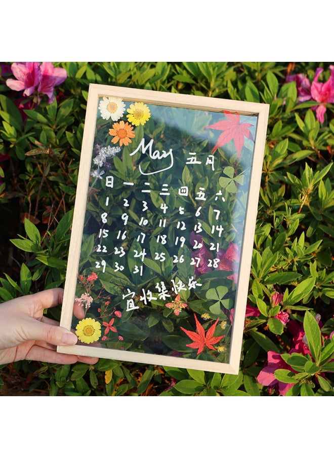 Acrylic Dried Flower Photo Frame Transparent Frame Handmade DIY Glass Painting Embossed Plant Specimen Solid Wood Display Frame-Color:Other Sizes - Pink Bubbles [dried Flower Bag 33 Pieces]