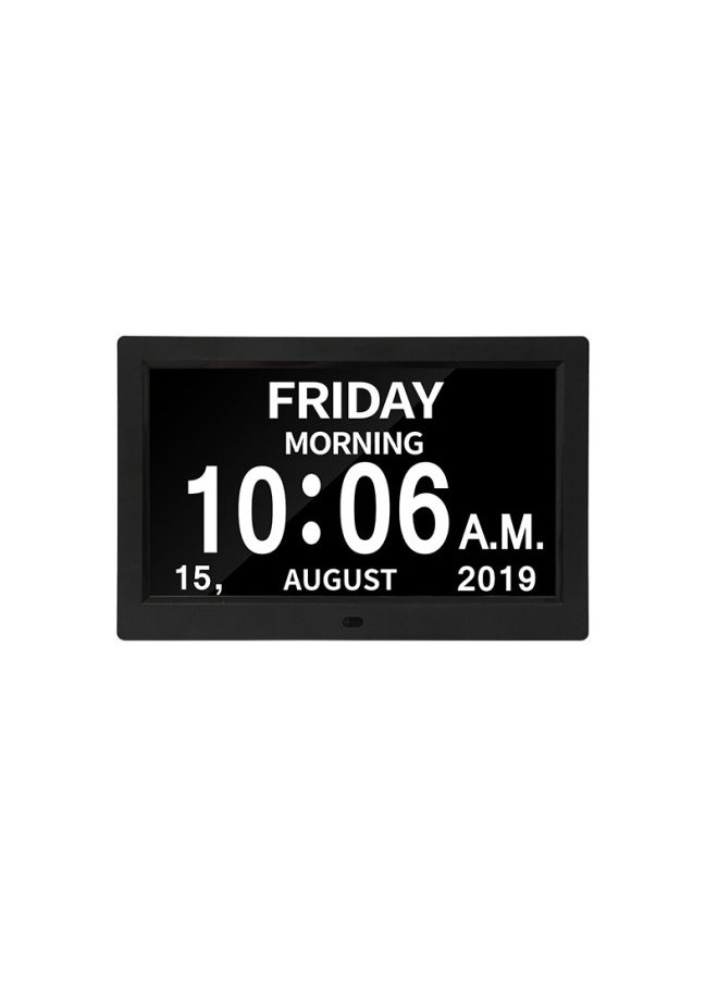 Explosions 10-inch Electronic Clock Machine 10.1-inch Clock Machine Old Man Reminds Alarm Clock To Play Video-Color:Black