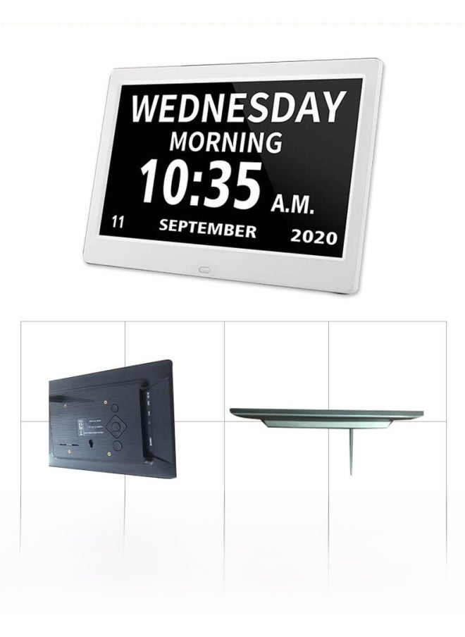 Explosions 10-inch Electronic Clock Machine 10.1-inch Clock Machine Old Man Reminds Alarm Clock To Play Video-Color:Black