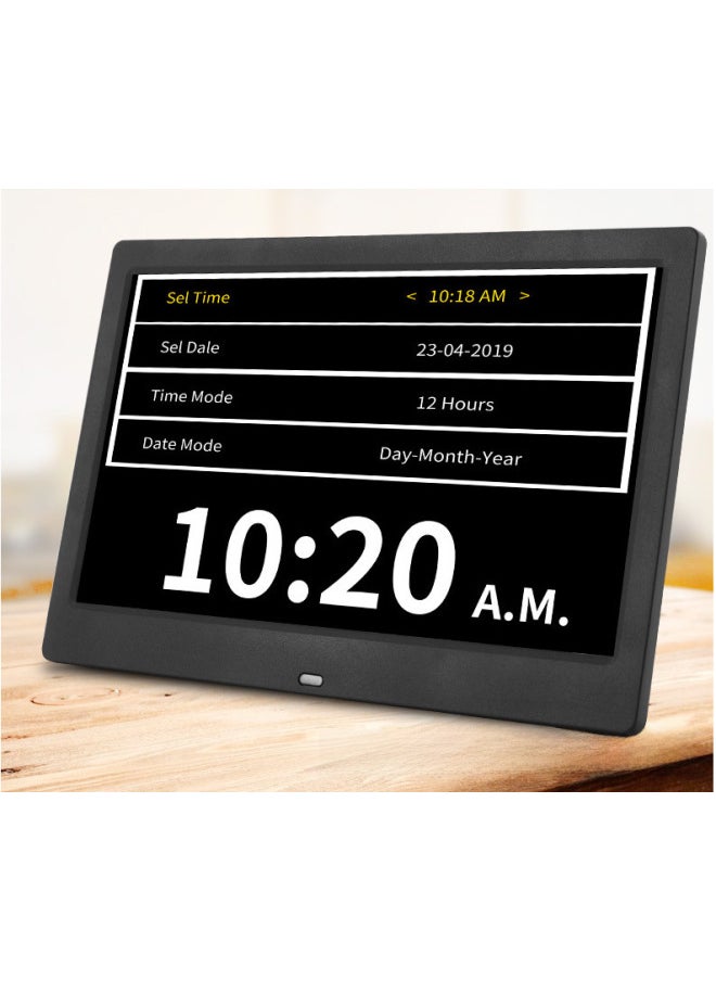 Explosions 10-inch Electronic Clock Machine 10.1-inch Clock Machine Old Man Reminds Alarm Clock To Play Video-Color:Black
