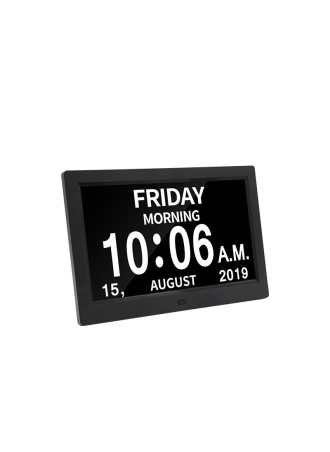 Explosions 10-inch Electronic Clock Machine 10.1-inch Clock Machine Old Man Reminds Alarm Clock To Play Video-Color:Black