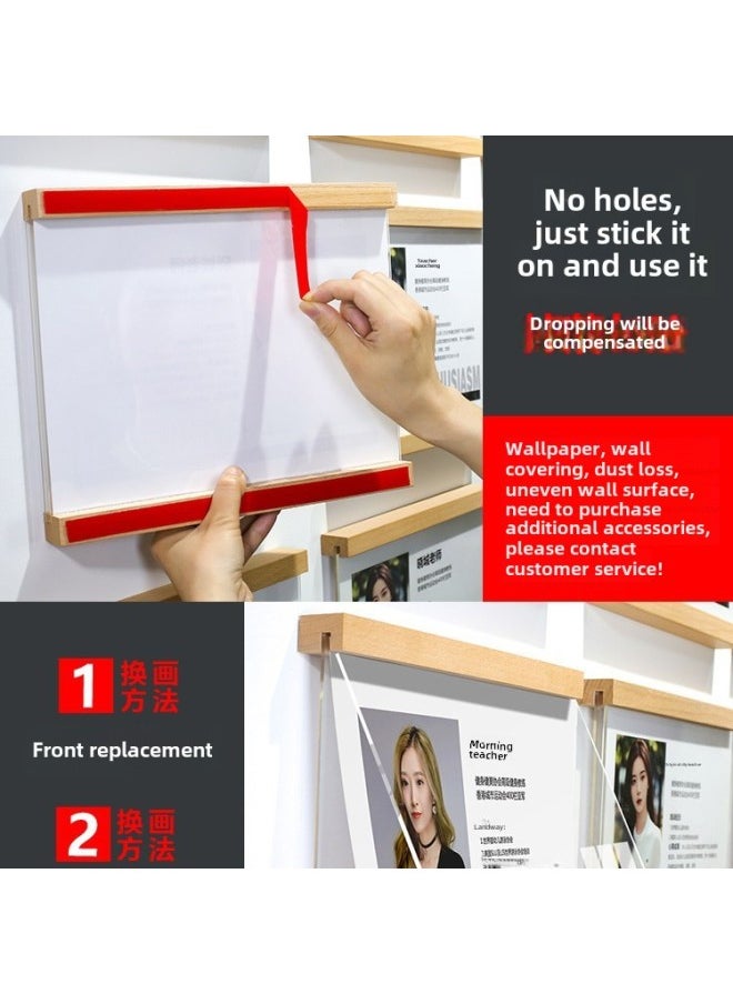 Jia Que Teacher Brief Introduction Photo Frame Acrylic Photo Frame Image Wall Teacher Wall School Coach Display Wall A4 Suspension Exhibition-Color:Inner Page A4: 297*210-vertical Style