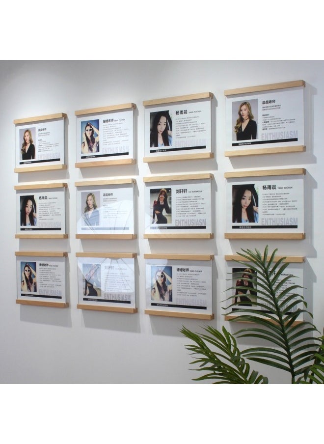 Jia Que Teacher Brief Introduction Photo Frame Acrylic Photo Frame Image Wall Teacher Wall School Coach Display Wall A4 Suspension Exhibition-Color:Inner Page A4: 297*210-vertical Style