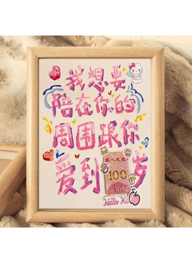 I Want To Accompany You Around And Love You To 100 Years Old Creative Photo Frame Confession Artifact Nepal Handmade Diy-Color:Too Small Lettering 7inch [17.8cm12.7cm]-lw00507—i Want 01 (excluding Banknotes)