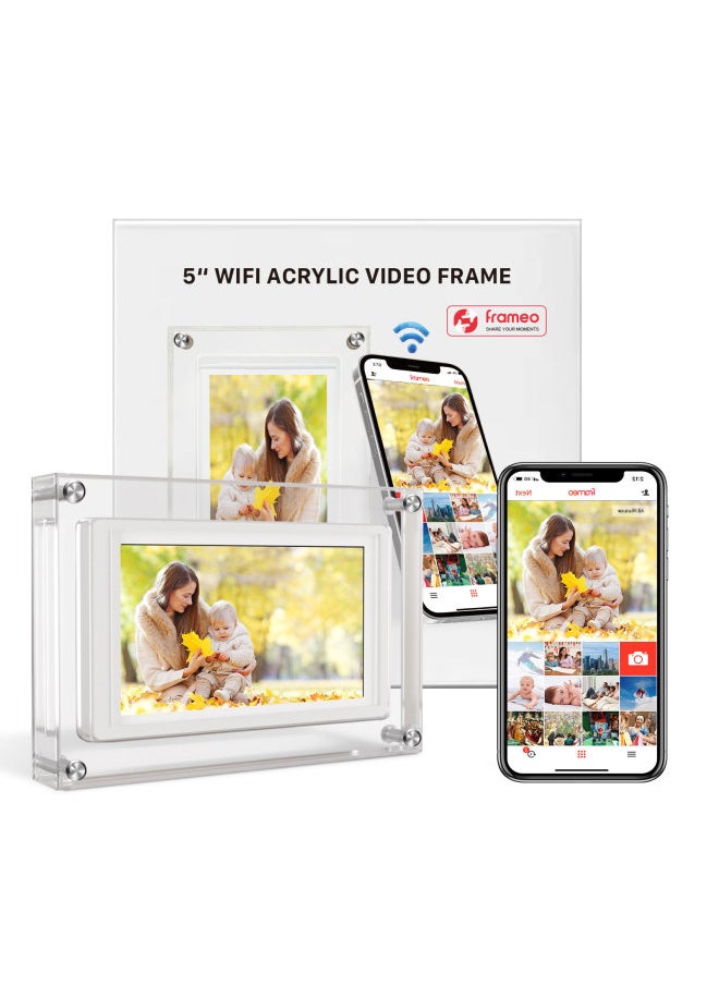 5 Inch IPS Screen WiFi Acrylic Digital Photo Frame Touch Screen Mobile Phone Remote Publishing System FRAMEO-Color:5inch Acrylic 1+32g Frameo Software (australian Regulations)