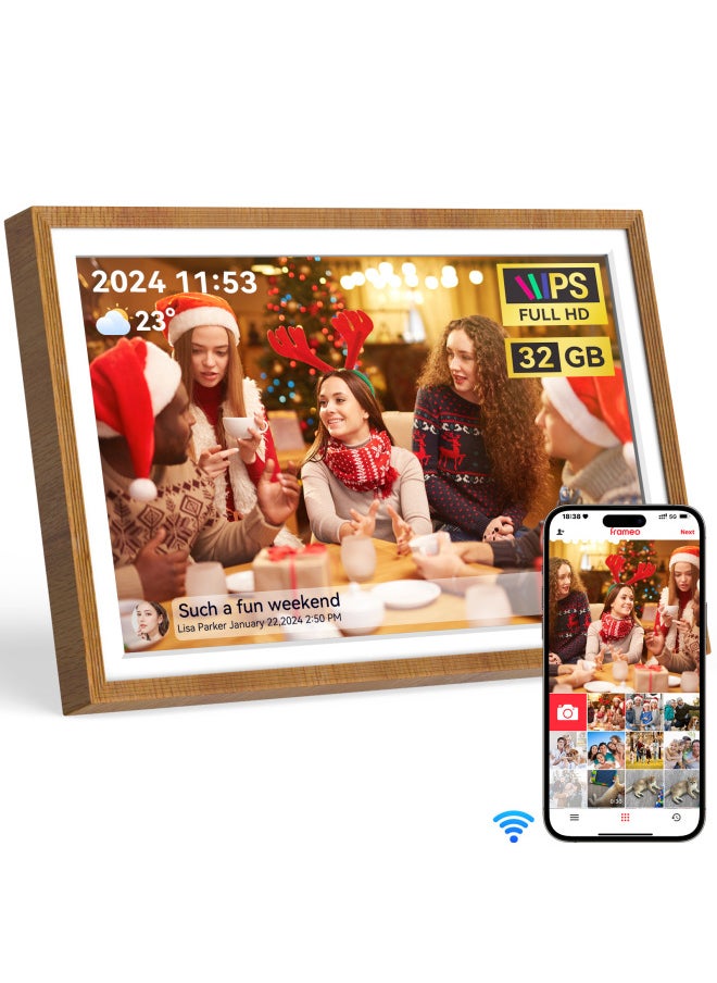 10.1-inch Uhale Electronic Digital Photo Frame Wifi Automatic Horizontal And Vertical IPS Touch Screen 16G/32GB-Color:10inch Uhale Photo Frame-32gb-peach Color