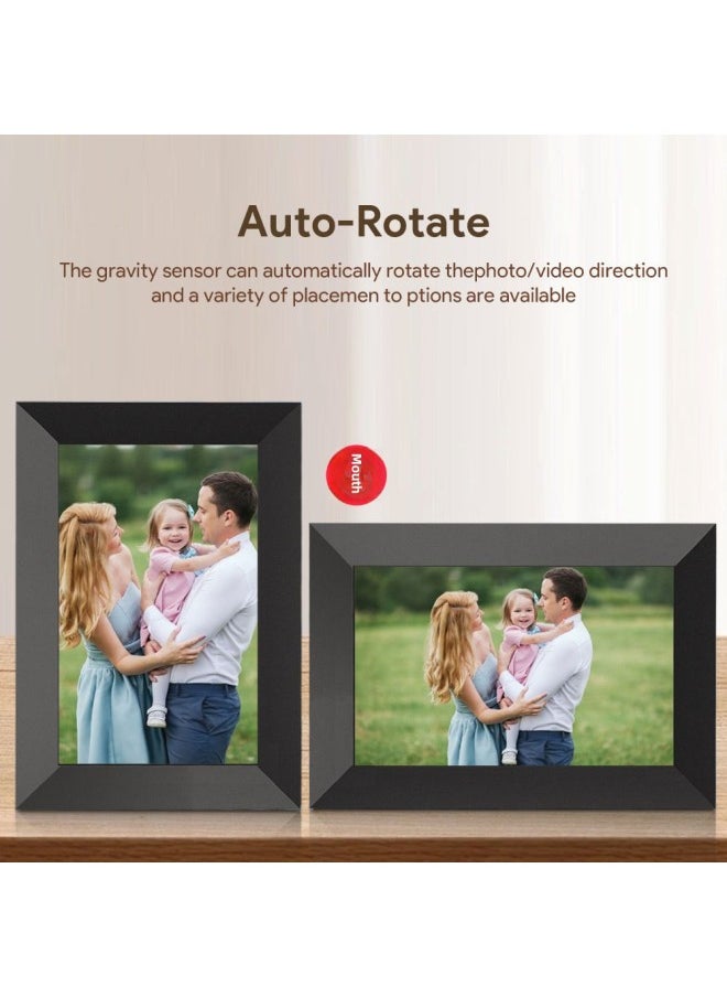 10 Inch 8 Inch 7 Inch Frameo Smart Digital Photo Frame Touch Screen Electronic Photo Album Mobile Phone APP Remote Transmission-Color:10inch With Wooden Frame (black, Ivory White, Wood Grain Color)