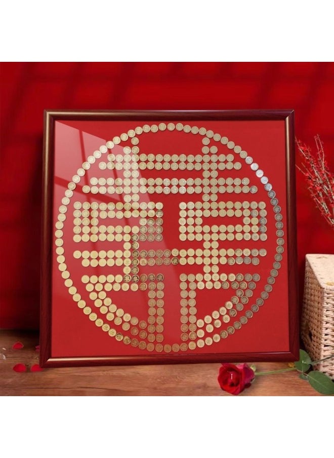 Best Friend Wedding Gift Coin Photo Frame Template Diy Handmade Gift Flocking Cloth 5 50 Cents Mao Xi Zi Xi Zi-Color:Laurel Color Yuanxi 60-60 Requires 42 Wedding Coins - Complete Set Of Photo Frames * Dispensing Glue * Velvet Template