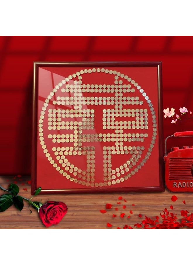 Best Friend Wedding Gift Coin Photo Frame Template Diy Handmade Gift Flocking Cloth 5 50 Cents Mao Xi Zi Xi Zi-Color:Laurel Color Yuanxi 60-60 Requires 42 Wedding Coins - Complete Set Of Photo Frames * Dispensing Glue * Velvet Template