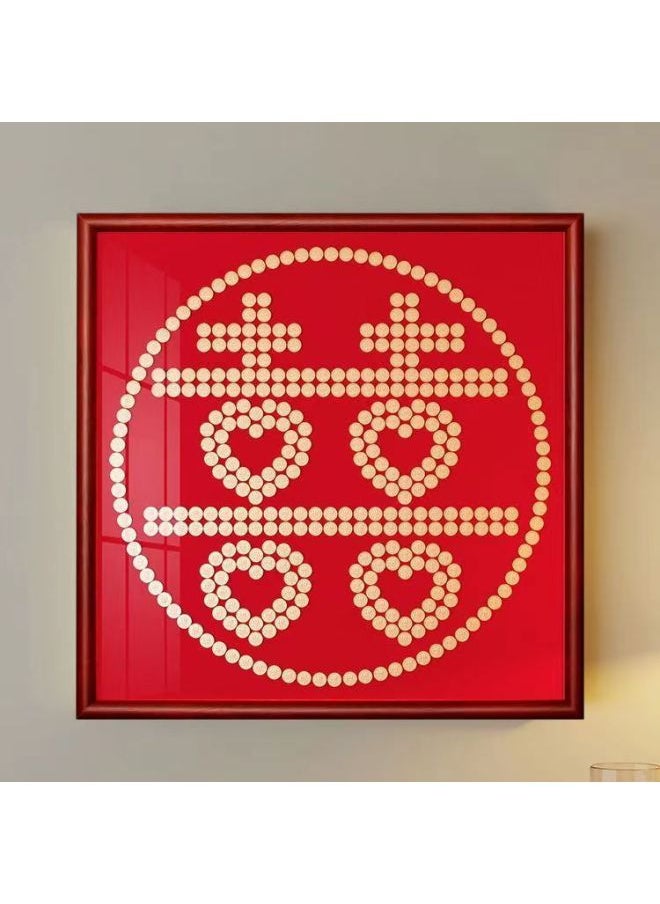 Best Friend Wedding Gift Coin Photo Frame Template Diy Handmade Gift Flocking Cloth 5 50 Cents Mao Xi Zi Xi Zi-Color:Laurel Color Yuanxi 60-60 Requires 42 Wedding Coins - Complete Set Of Photo Frames * Dispensing Glue * Velvet Template