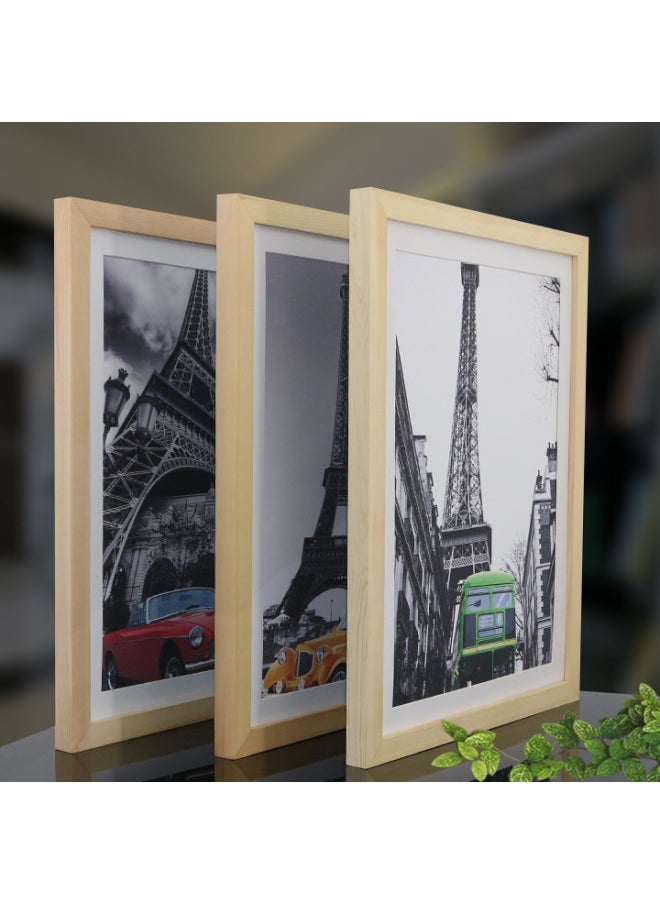 Solid Wood Simple 32 Inch 28 Inch 16 Inch 18 Inch 4k8 24 Inch A4 Wooden A3 Photo Frame Wall Poster Frame-Color:4k/4 Open Inner Diameter (38*53) Cm - Wood Color