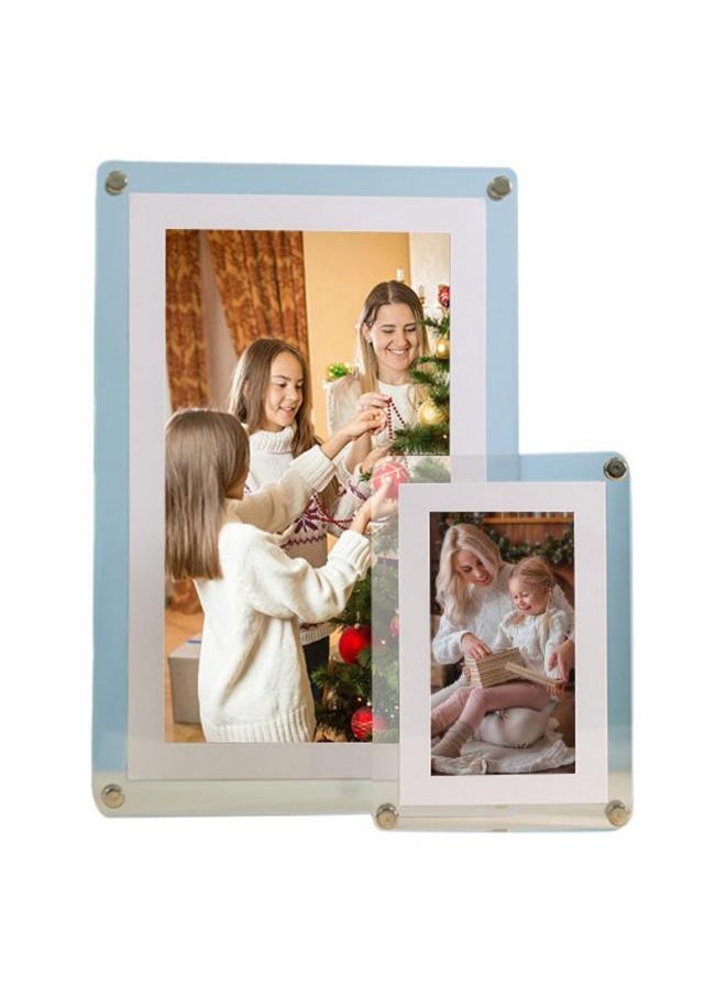 Hot Sale 7 Inch Acrylic HD Screen Video Transparent Photo Frame LCD Player Electronic Music Cloud Photo Album-Color:White 7inch Screen European Standard