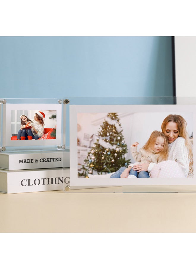 Hot Sale 7 Inch Acrylic HD Screen Video Transparent Photo Frame LCD Player Electronic Music Cloud Photo Album-Color:White 7inch Screen European Standard