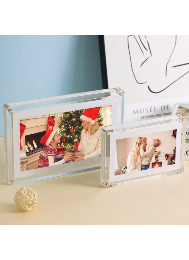 Hot Sale 7 Inch Acrylic HD Screen Video Transparent Photo Frame LCD Player Electronic Music Cloud Photo Album-Color:White 7inch Screen European Standard