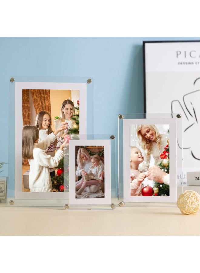 Hot Sale 7 Inch Acrylic HD Screen Video Transparent Photo Frame LCD Player Electronic Music Cloud Photo Album-Color:White 7inch Screen European Standard