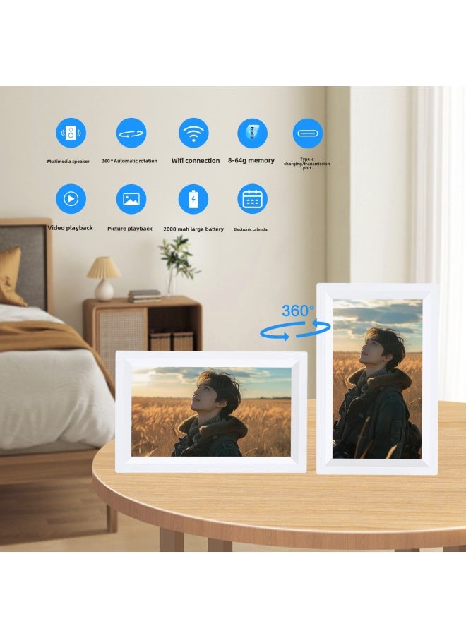 Gift 7 Inch Digital Photo Frame Picture Video Player WiFi Photo Album Advertising Machine Intelligent Electronic Photo Frame-Color:7inch -64gb-wifi Model-with Mobile App Transmission-tandland Box Packaging