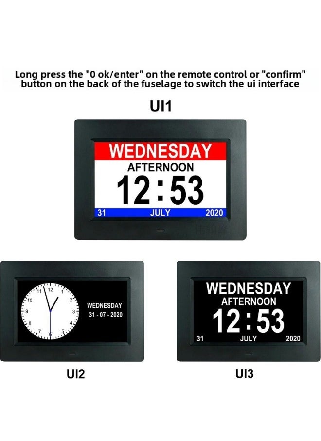 7 Inch Digital Clock Digital Photo Frame Large Font Calendar Clock Machine IPS Screen HD Digital Clock Machine-Color:7inchIPSblack Us Standard