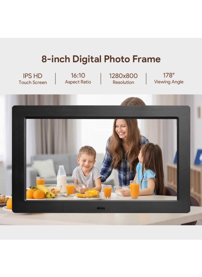 High Quality 8 Inch Digital Photo Frame HD Electronic Photo Album Video Player Advertising Machine Direct Sales-Colors:8inch Black