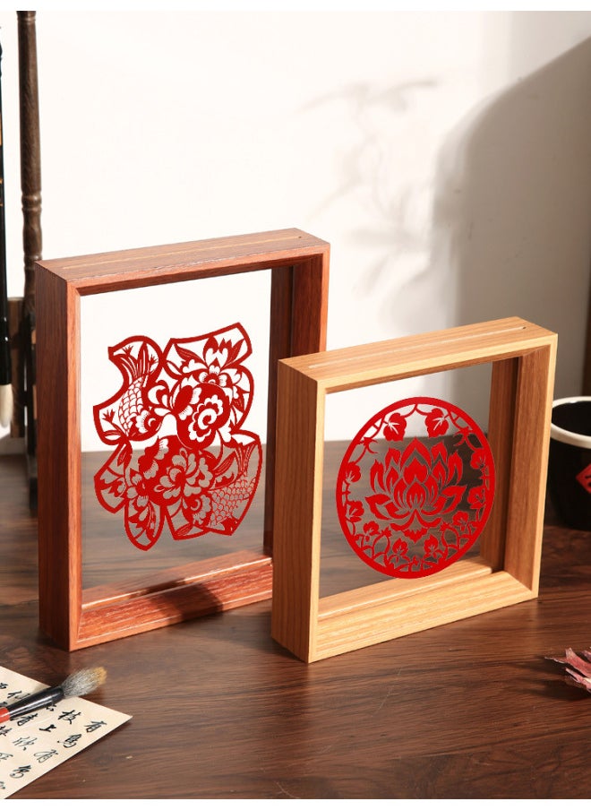 Chinese-style Double-sided Transparent Photo Frame Table Year Paper-cut Fu Character Calligraphy Frame Mounted Ornaments Specimen Display Stand A4 Frame-Color:16inch [can Hold 30.5*40.6cm]-black