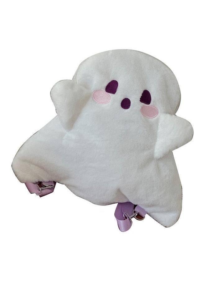 Ghost Plush Backpack Cute Large Capacity Soft Cartoon Multifunctional Fluffy Bag for Girls Women White Free Size