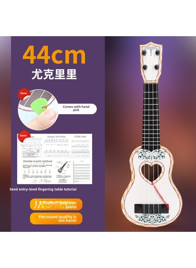 44cm Children's Simulation Guitar Ukulele Can Play Musical Instruments Music Enlightenment Toy Manufacturers Wholesale-Color:44cm Classical Lace White