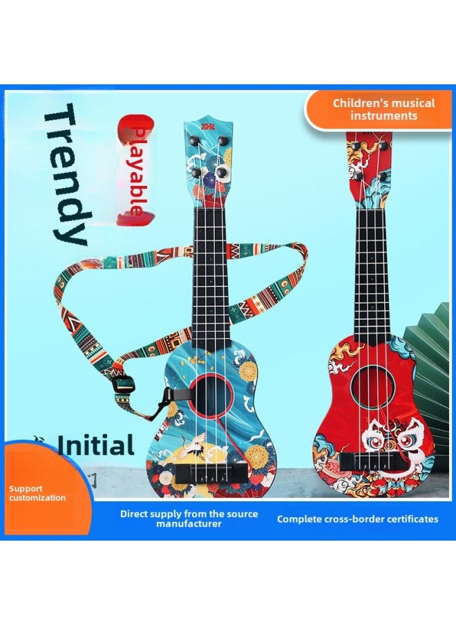 44cm Children's Simulation Guitar Ukulele Can Play Musical Instruments Music Enlightenment Toy Manufacturers Wholesale-Color:44cm Round Hole Acacia Wood Color
