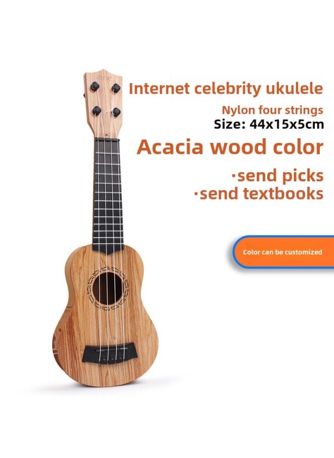 44cm Children's Simulation Guitar Ukulele Can Play Musical Instruments Music Enlightenment Toy Manufacturers Wholesale-Color:44cm Round Hole Acacia Wood Color
