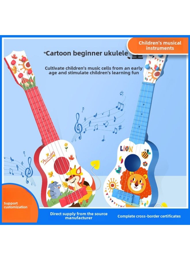 44cm Children's Simulation Guitar Ukulele Can Play Musical Instruments Music Enlightenment Toy Manufacturers Wholesale-Color:44cm Round Hole Acacia Wood Color