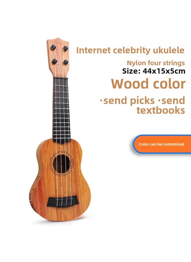 44cm Children's Simulation Guitar Ukulele Can Play Musical Instruments Music Enlightenment Toy Manufacturers Wholesale-Color:44cm Round Hole Wood Color