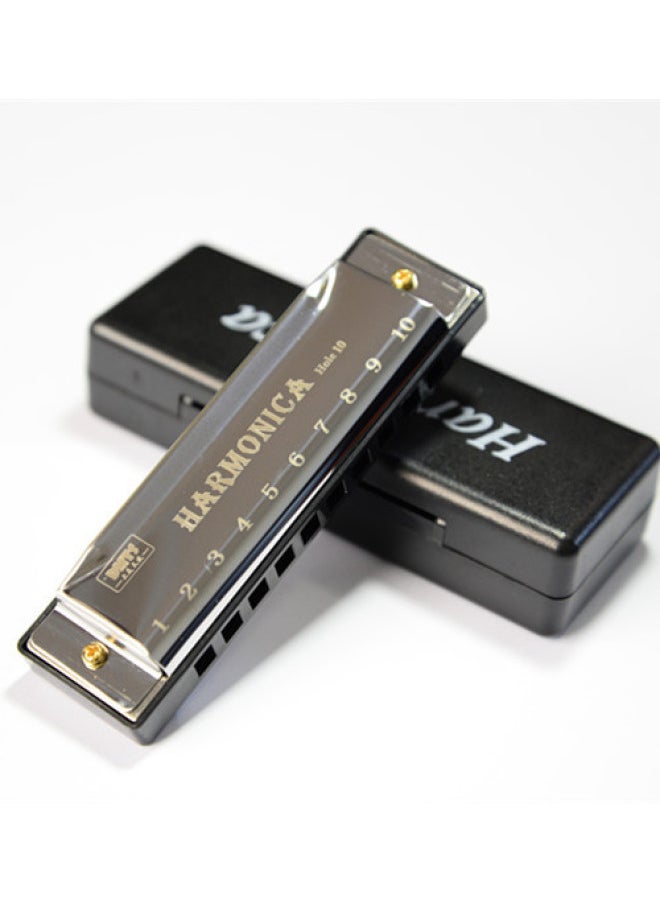 Titanium Copper Core 10 Hole Blues Harmonica Student Children Early Education Educational Musical Instruments Toy Harmonica Wholesale-Colour:10-hole Titanium Harmonica (silver)
