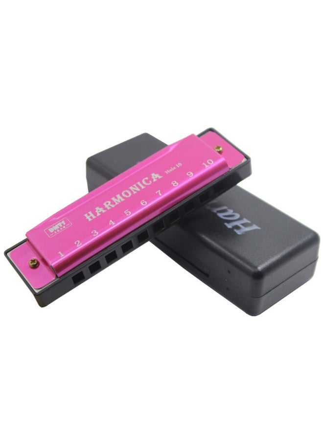 Titanium Copper Core 10 Hole Blues Harmonica Student Children Early Education Educational Musical Instruments Toy Harmonica Wholesale-Colour:10-hole Titanium Harmonica (pink)