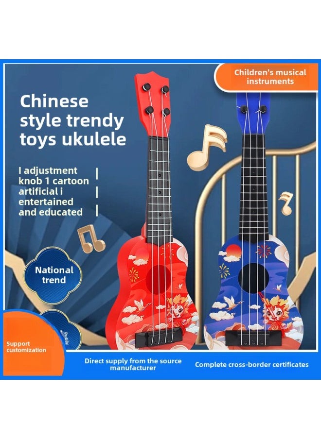 44cm Children's Simulation Guitar Ukulele Can Play Musical Instruments Music Enlightenment Toy Manufacturers Wholesale-Color:44cm Love Khaki