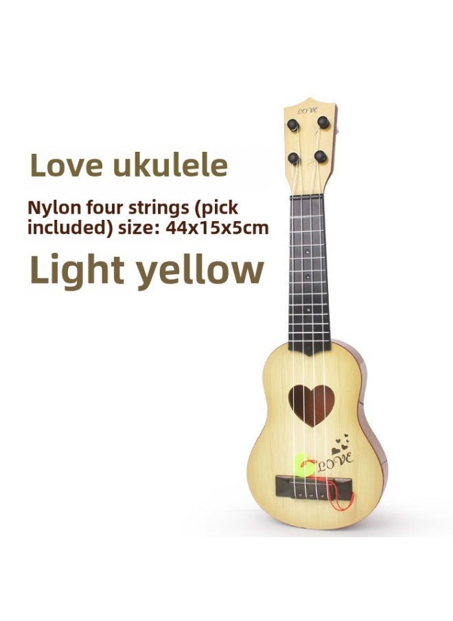 44cm Children's Simulation Guitar Ukulele Can Play Musical Instruments Music Enlightenment Toy Manufacturers Wholesale-Color:44cm Love Khaki