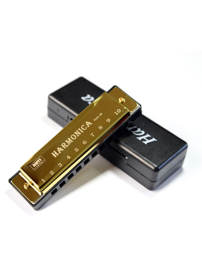 Titanium Copper Core 10 Hole Blues Harmonica Student Children Early Education Educational Musical Instruments Toy Harmonica Wholesale-Colour:10-hole Titanium Harmonica (red)