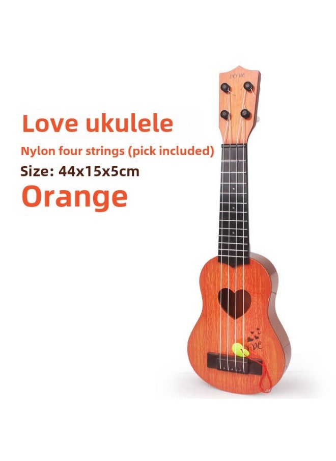 44cm Children's Simulation Guitar Ukulele Can Play Musical Instruments Music Enlightenment Toy Manufacturers Wholesale-Color:44cm Love Orange