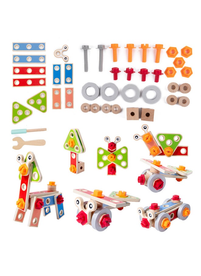 Wooden Nut Combination Toy Children's Screw Nut Combination Disassembly And Assembling Early Education Educational Puzzle Assembling And Disassembling Building Blocks-Color:42 Nut Combination