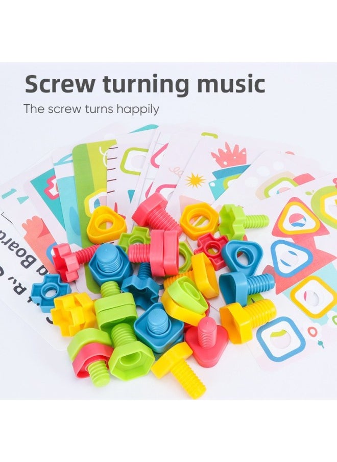 Mushroom Nail Puzzle Patch Board Children's Screw Toy Nut Assembly And Disassembly Baby Shape Matching Building Blocks-Specifications:Screw Turning Music