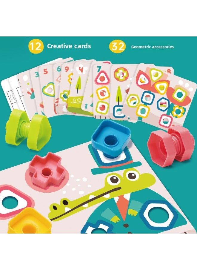 Mushroom Nail Puzzle Patch Board Children's Screw Toy Nut Assembly And Disassembly Baby Shape Matching Building Blocks-Specifications:Screw Turning Music