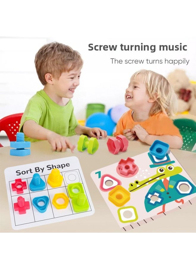 Mushroom Nail Puzzle Patch Board Children's Screw Toy Nut Assembly And Disassembly Baby Shape Matching Building Blocks-Specifications:Screw Turning Music