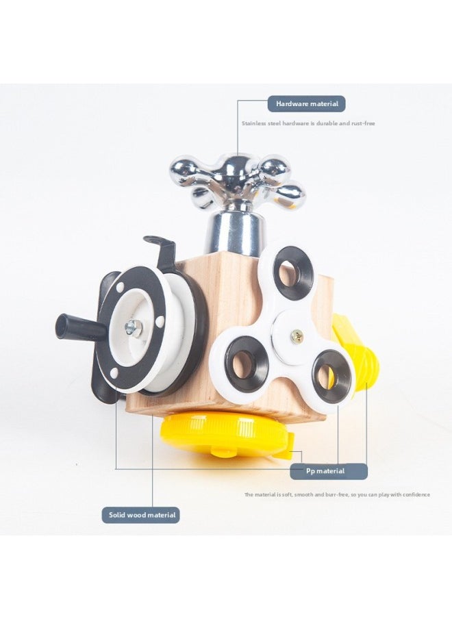 Coax Baby Artifact Busy Block Montessori Puzzle Hands-on Ability Logical Thinking Cognitive Simulation Unlock Wooden Toys-Color:Cognitive Handcrank Busy Block