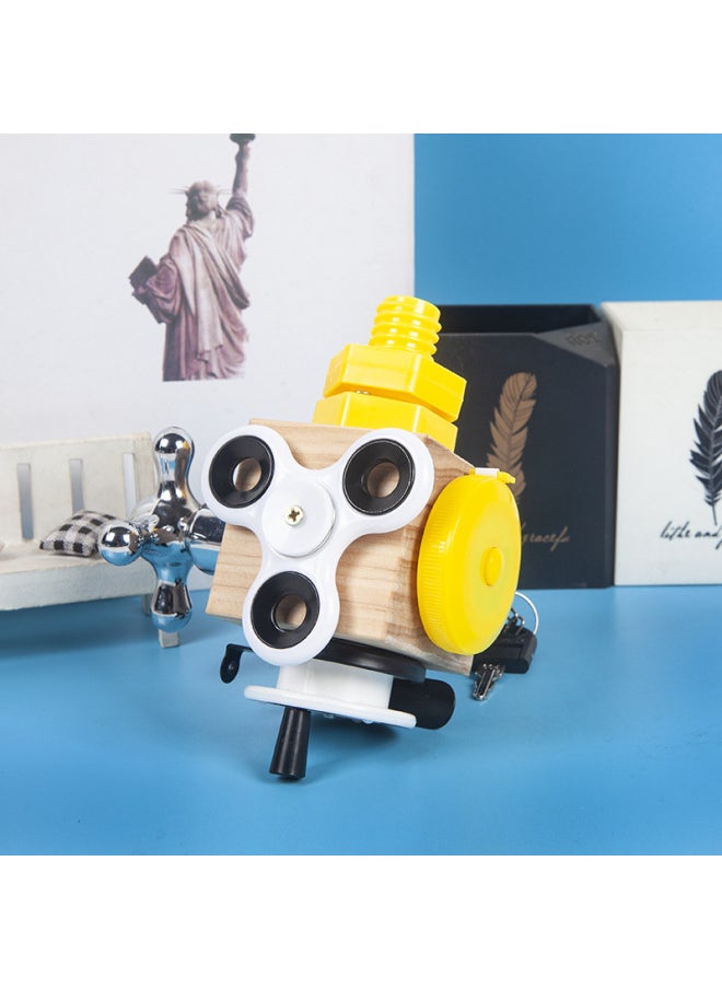 Coax Baby Artifact Busy Block Montessori Puzzle Hands-on Ability Logical Thinking Cognitive Simulation Unlock Wooden Toys-Color:Cognitive Handcrank Busy Block