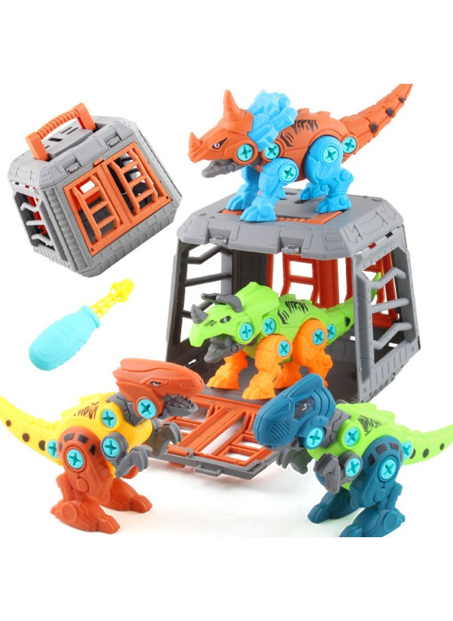 Export Children's Puzzle DIY Disassembly Dinosaur Combination Model Assembly Building Blocks Dinosaur Nut Disassembly Combination-Color:CT006 Assembled Dinosaur Blue 407G