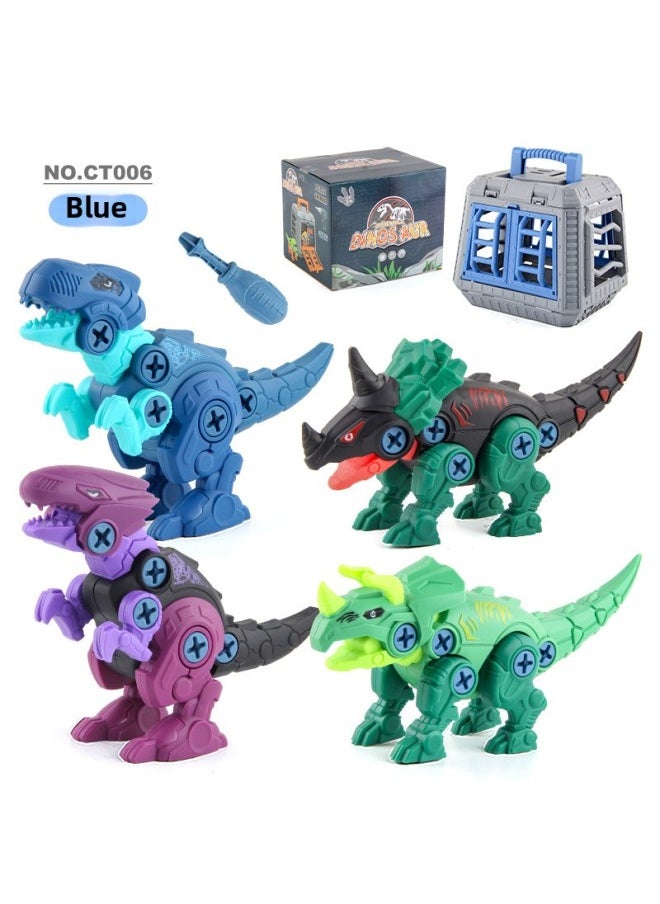 Export Children's Puzzle DIY Disassembly Dinosaur Combination Model Assembly Building Blocks Dinosaur Nut Disassembly Combination-Color:CT006 Assembled Dinosaur Blue 407G