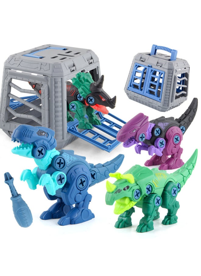 Export Children's Puzzle DIY Disassembly Dinosaur Combination Model Assembly Building Blocks Dinosaur Nut Disassembly Combination-Color:CT006 Assembled Dinosaur Blue 407G