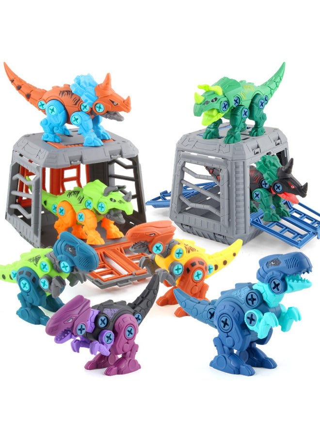 Export Children's Puzzle DIY Disassembly Dinosaur Combination Model Assembly Building Blocks Dinosaur Nut Disassembly Combination-Color:CT006 Assembled Dinosaur Blue 407G